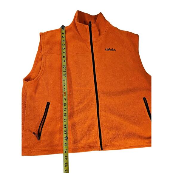 Cabelas Orange Fleece Hunting Vest Men’s Size 2XL Zipper Pockets - Picture 2 of 7